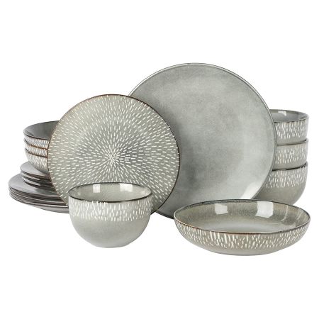 Gibson Elite Matisse 16 Piece Stoneware Dinnerware Set in Grey with Reactive Glaze